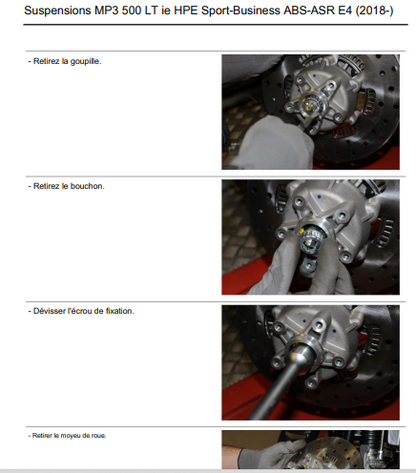 Manuel d'atelier Piaggio 500 MP3 HPE 2018 Euro4 français { {{ Docautomoto }}