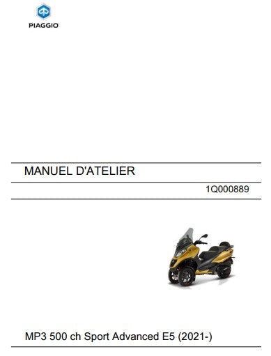 Manuel d'atelier Piaggio MP3 500 HPE 2021 français Docautomoto