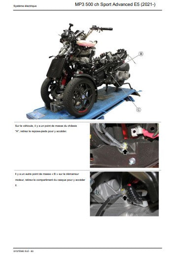 Manuel d'atelier Piaggio MP3 500 HPE 2021 français Docautomoto