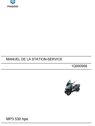 Manuel d'atelier Piaggio MP3 530 HPE 2022 français { {{ Docautomoto }}
