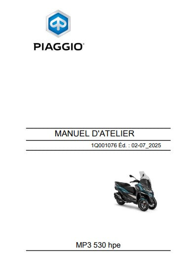 Manuel d'atelier Piaggio MP3 530 HPE 2023 2025 français Docautomoto