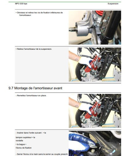 Manuel d'atelier Piaggio MP3 530 HPE 2023 2025 français Docautomoto