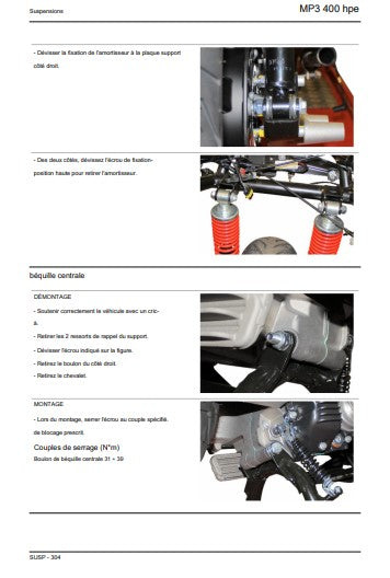 Manuel d'atelier Piaggio 400 MP3 HPE 2023 français { {{ Docautomoto }}