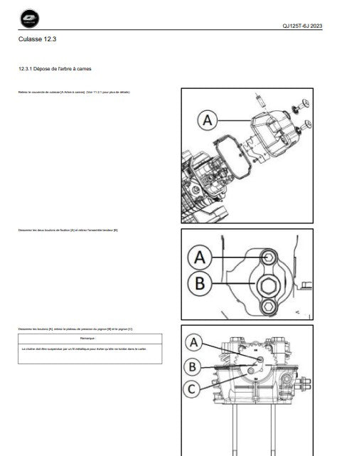 Manuel d'atelier QJMotor Fort 125 2024 français