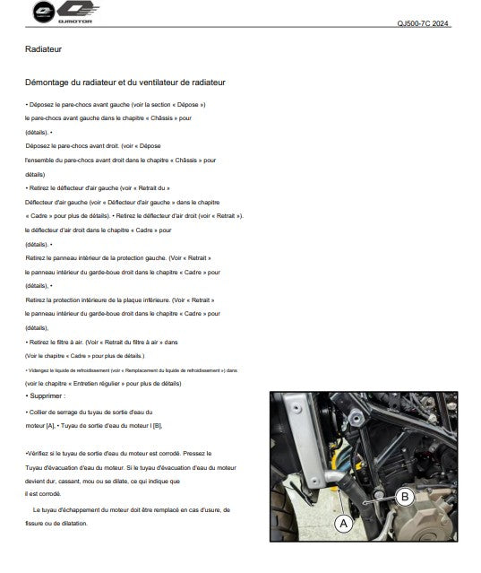 Manuel d'atelier QJMotor SRT550SX français
