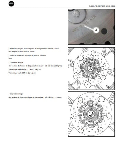 Manuel d'atelier QJMotor SRT 800 X français
