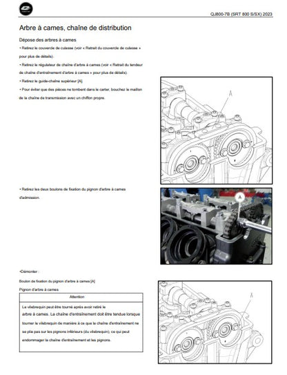 Manuel d'atelier QJMotor SRT 800 X français