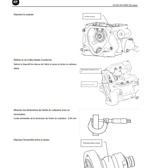 Manuel d'atelier QJmotor SRV 125 français