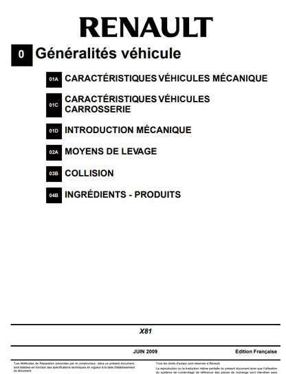 Manuel d'atelier Renault Espace 4 2009 Docautomoto
