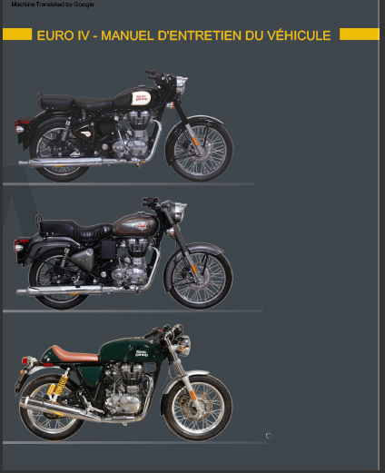 Manuel d'atelier Royal Enfield 500 et 535 2017 2020 en français { {{ Docautomoto }}