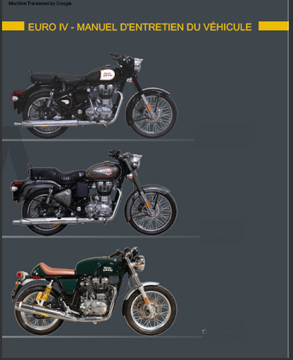 Manuel d'atelier Royal Enfield 500 et 535 2017 2020 en français { {{ Docautomoto }}