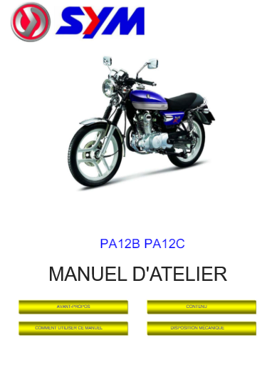 Manuel d'atelier SYM 125 Wolf Classic { {{ Docautomoto }}