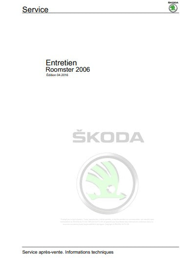 Manuel d'atelier Skoda Roomster 2006 2015 français Docautomoto