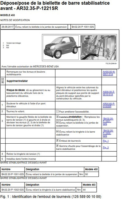 Manuel d'atelier Smart Fortwo 2014 2019 français