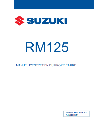 Manuel d'atelier Suzuki 125 RM 2006 en Français { {{ Docautomoto }}