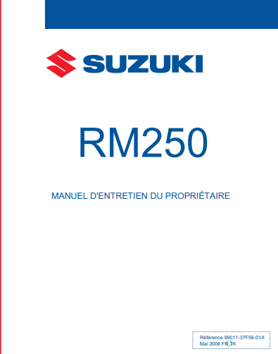 Manuel d'atelier Suzuki 250 RM 2003 français { Docautomoto