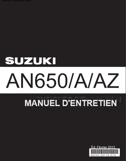 manuel d'atelier Suzuki 650 Burgman 2004 2013 français { {{ Docautomoto }}