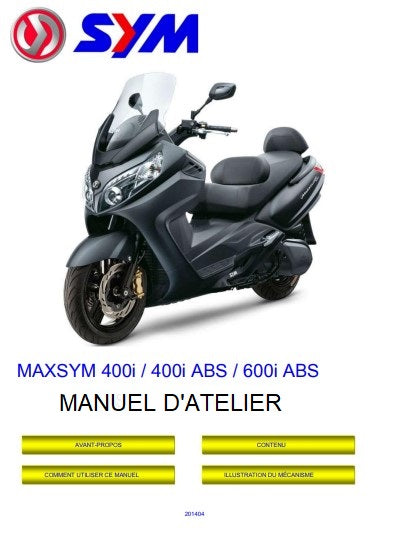 manuel d'atelier Sym 400 600 Maxsym français { {{ Docautomoto }}