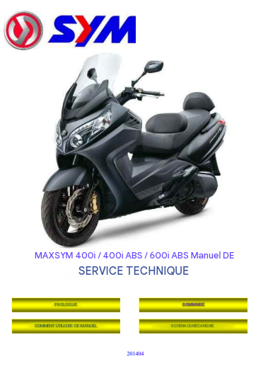 Manuel d'atelier Sym Maxsym 400 600 2017 français