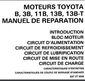 Manuel d'atelier moteur Toyota 3B 13BT français Docautomoto
