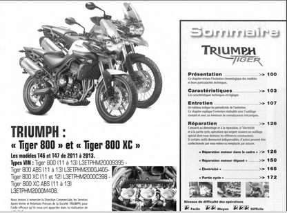 Manuel de réparation Triumph Tiger 2011 2013 { {{ Docautomoto }}