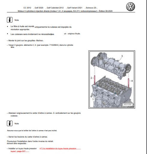 manuel d'atelier Volkswagen Sharan 2012 2020 français Docautomoto