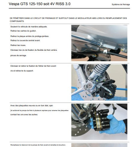 manuel d'atelier Vespa 125 GTS Euro 5 2021 français Docautomoto