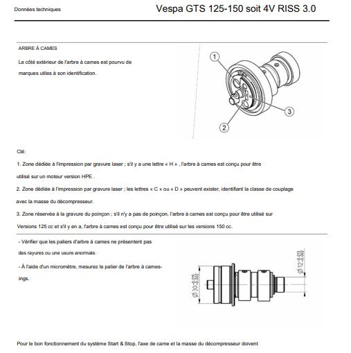 manuel d'atelier Vespa 125 GTS Euro 5 2021 français Docautomoto