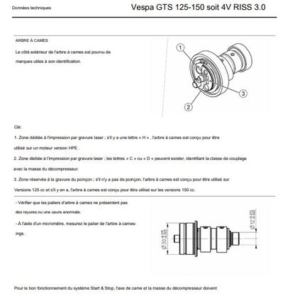 manuel d'atelier Vespa 125 GTS Euro 5 2021 français Docautomoto