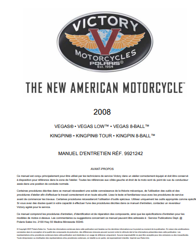 manuel d'atelier Victory Kingpin Vegas 2008 français { Docautomoto