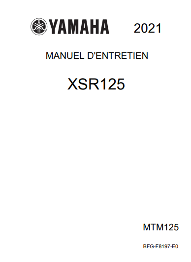 Manuel d'atelier Yamaha 125 XSR 2021 français
