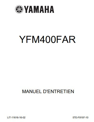 manuel d'atelier Yamaha 400 Grizzly Bruin 2003 français { {{ Docautomoto }}