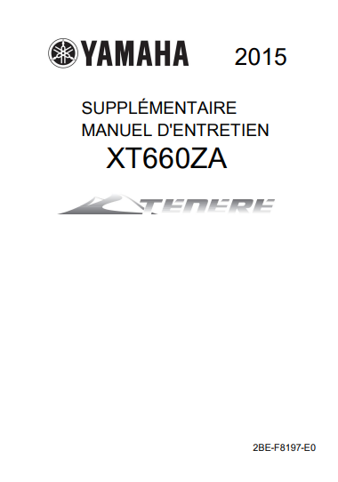 Manuel d'atelier Yamaha 660 Ténéré 2015 français