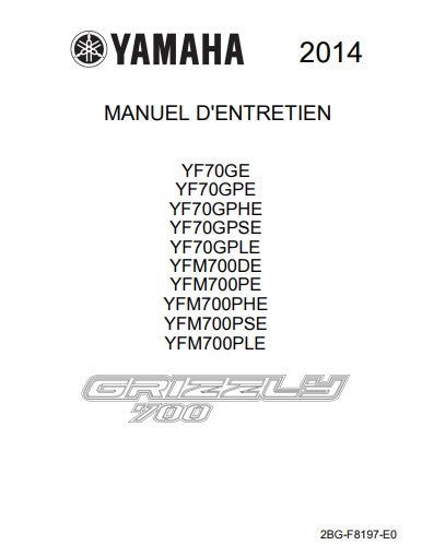 Manuel d'atelier Yamaha 700 Grizzly Docautomoto