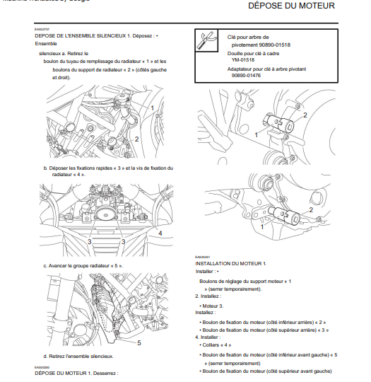 Manuel d'atelier Yamaha 900 Niken 2019 français { {{ Docautomoto }}