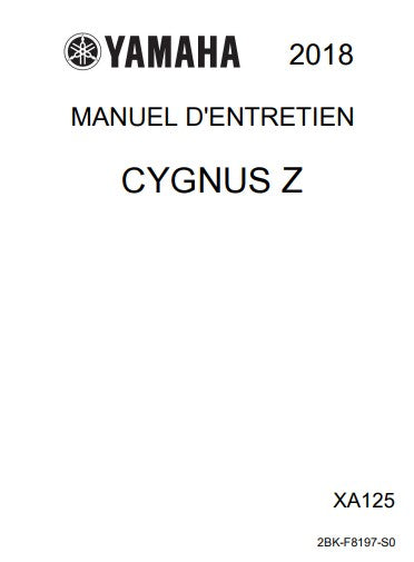 Manuel d'atelier Yamaha Cygnus 125 2018 français Docautomoto