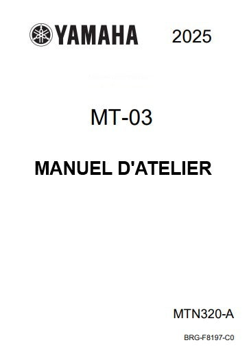 Manuel d'atelier Yamaha MT03 2025 français