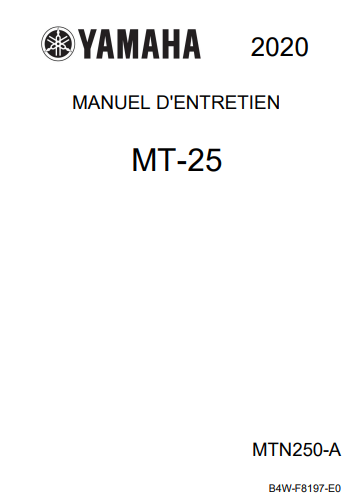Manuel d'atelier Yamaha MT 250 2020 français { {{ Docautomoto }}