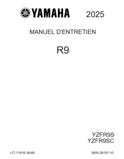 Manuel d'atelier Yamaha R9 2025 français