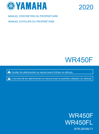 Manuel d'atelier Yamaha WRF 450 2020 français