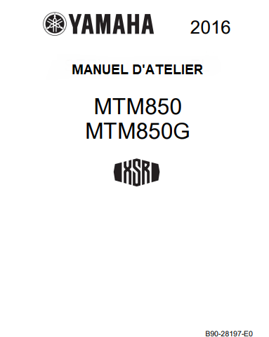Manuel d'atelier Yamaha XSR 900 2016 en français { {{ Docautomoto }}