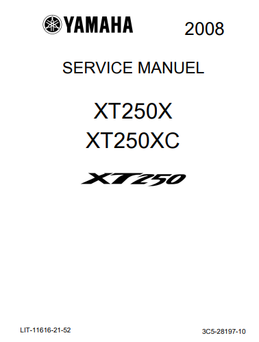 manuel d'atelier Yamaha XT 250 2008 français { {{ Docautomoto }}