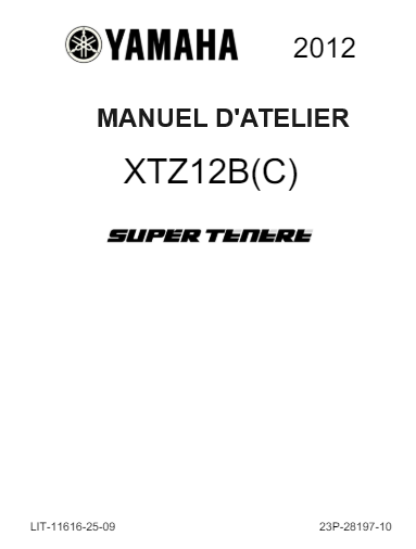 Manuel d'atelier Yamaha XTZ 1200 2012 { {{ Docautomoto }}
