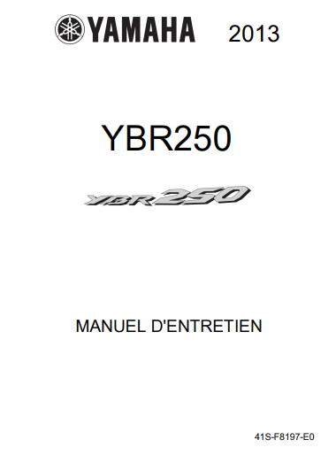Manuel d'atelier Yamaha YBR 250 2013 français