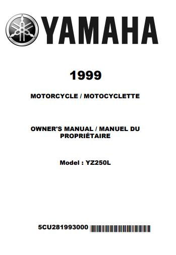 Manuel d'atelier Yamaha YZ 250 1999 { {{ Docautomoto }}