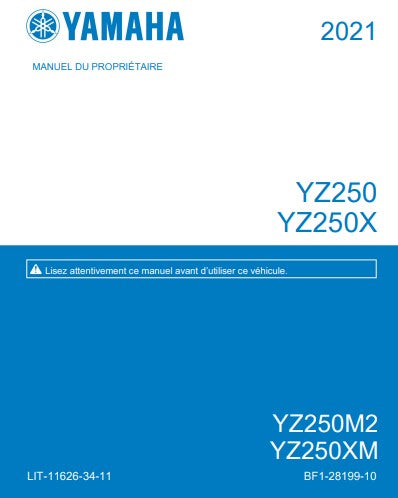 manuel d'atelier Yamaha YZ 250 2021 pdf { {{ Docautomoto }}