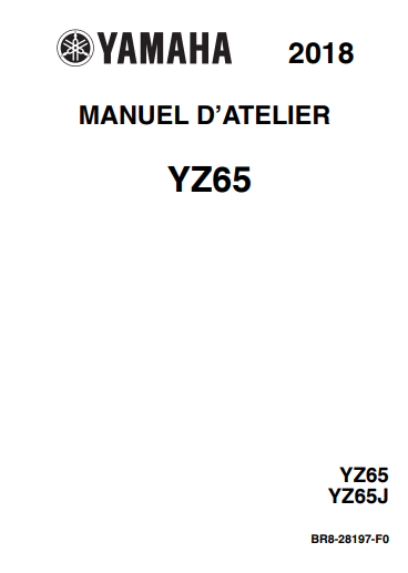 Manuel d'atelier Yamaha YZ 65 2018 { {{ Docautomoto }}