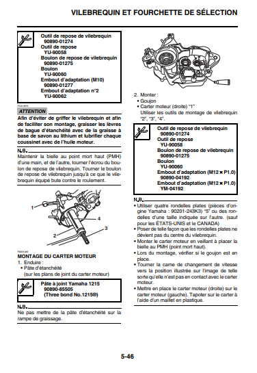 Manuel d'atelier Yamaha YZ 65 2018 { {{ Docautomoto }}