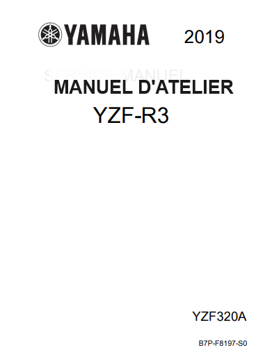 Manuel d'atelier Yamaha R3 2019 français { {{ Docautomoto }}