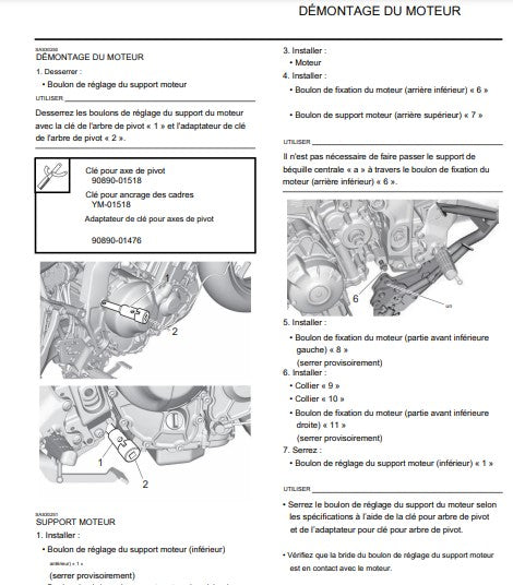 Manuel d'atelier Yamaha Tracer 9 GT+ 2023 français { {{ Docautomoto }}